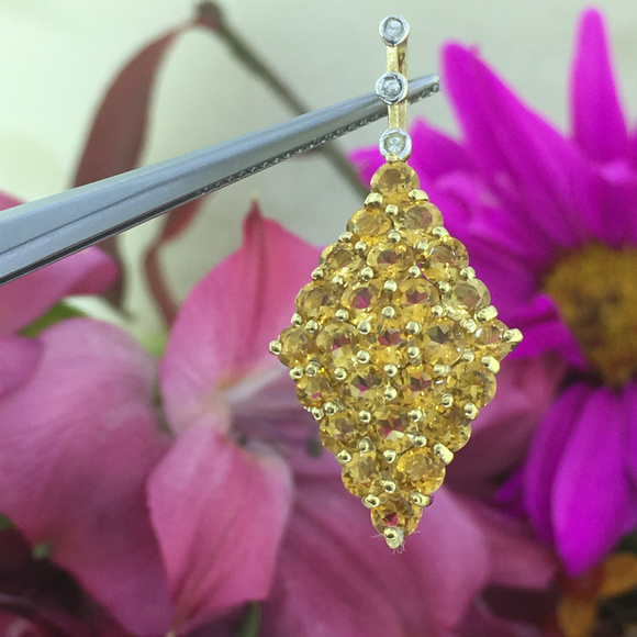 Prong Set Golden Topaz Gold Plated Silver Pendant - Picture 4 of 6